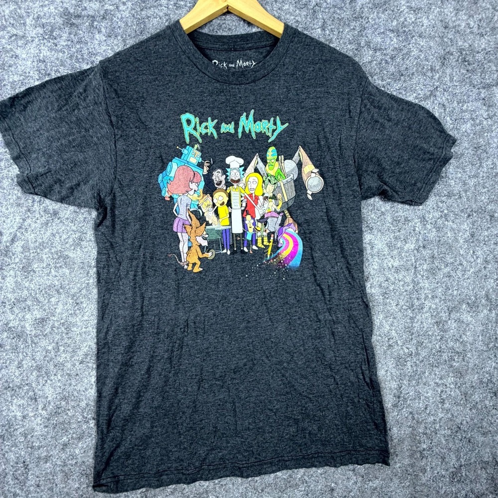 Rick and Morty T-Shirt Mens Medium Gray Graphic Adult Swim Ripple Junction